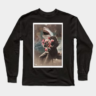 Bruce the shark gentleman old timey Victorian shark portrait Long Sleeve T-Shirt